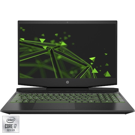 Laptop Gaming HP Pavilion 15-dk1032nq cu procesor Intel® Core™ i7-10750H pana la 5.00 GHz, 15.6", Full HD, 16GB, 512GB SSD, NVIDIA® GeForce® GTX 1660 Ti Max-Q 6GB, Free DOS. Black