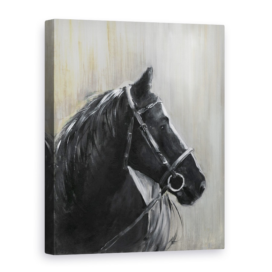 Tablou canvas - Animale, Cal, Negru, Pictura, 75 x 100 cm