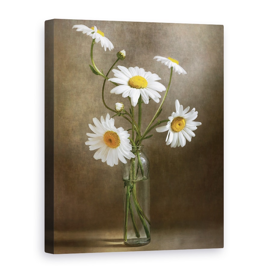 Tablou canvas - Flori, Gerbera, Alb, Vaza, Pictura, 75 x 100 cm