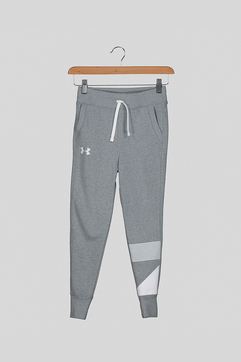 Under Armour, Pantaloni sport conici pentru alergare Rival, Gri/Alb