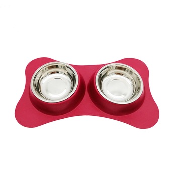Castron dublu pentru caini, Croci, 2x210 ml, antiderapant, c6059324 Castron dublu pentru caini, Croci, 2x210 ml, antiderapant, c6059324