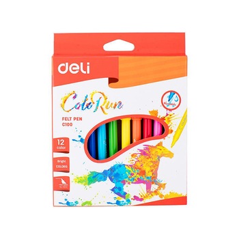 Carioca 12 culori Deli ColoRun lavabil C10000 Carioca 12 culori Deli ColoRun lavabil C10000