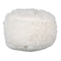 Perna decorativa pentru podea rotunda imblanita, Alba, taburet 30x15 cm