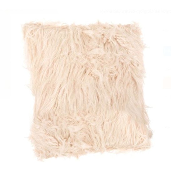 Perna decorativa din blana cu fir lung, roz somon 40x40x15 cm