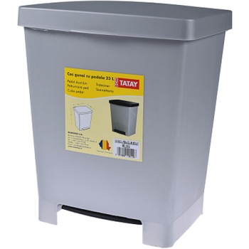 Cos gunoi cu pedala 23 L gri metalizat Cos gunoi cu pedala 23 L gri metalizat