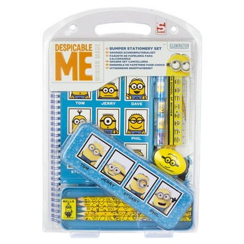 Set scoala Despicable Me - Minions, creioane colorate, pix, radiera, liniar, ascutitoare, caiete Set scoala Despicable Me - Minions, creioane colorate, pix, radiera, liniar, ascutitoare, caiete