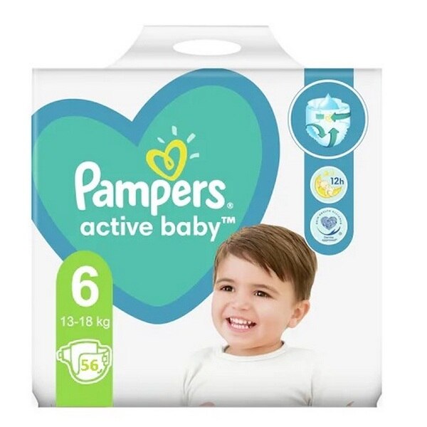 Scutece Pampers Active Baby nr. 6, 13-18 kg, 56 buc