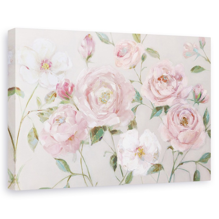 Tablou canvas - Flori, Roz, Trandafiri, Pictura, 60 x 90 cm