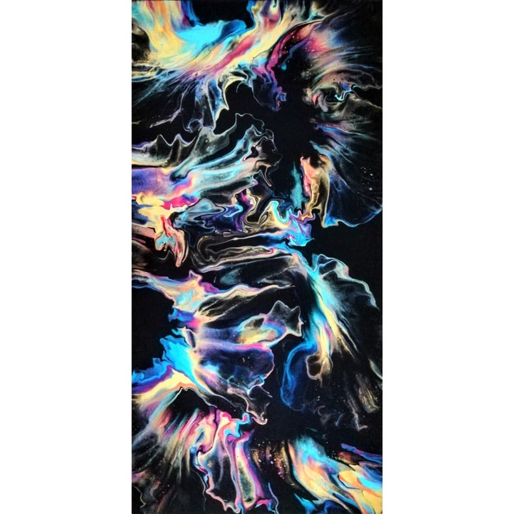 Tablou pictat manual, Sweet Dreams, Canvas pe sasiu de lemn, 80 x 40 cm, Multicolor, Abstract