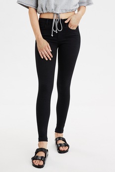 American Eagle, Blugi skinny cu talie regular, Negru American Eagle, Blugi skinny cu talie regular, Negru