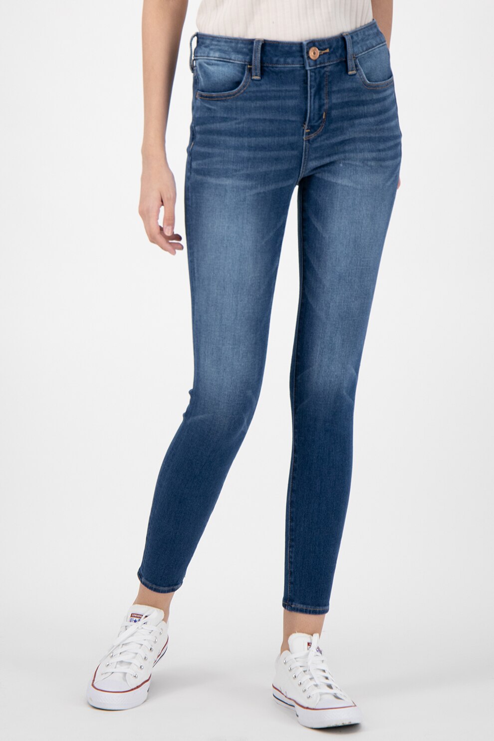 American Eagle, Blugi crop skinny, Albastru inchis