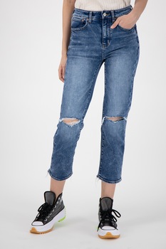 American Eagle, Blugi cu talie inalta si aspect deteriorat, Albastru pal American Eagle, Blugi cu talie inalta si aspect deteriorat, Albastru pal