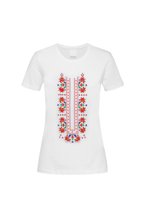 Tricou dama Stemotoys Ethno, Sewing 01, Alb