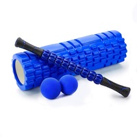 Set masaj pentru relaxare musculara Timeless Tools, Rola Minge si Bat, Albastru