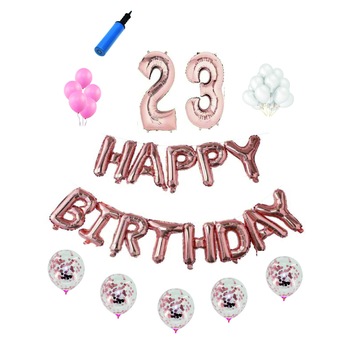 Set complet Happy Birthday , 23 ani, roz gold, cifre 1 metru Set complet Happy Birthday , 23 ani, roz gold, cifre 1 metru