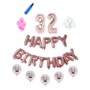 Set complet Happy Birthday , 32 ani, roz gold, cifre 1 metru Set complet Happy Birthday , 32 ani, roz gold, cifre 1 metru