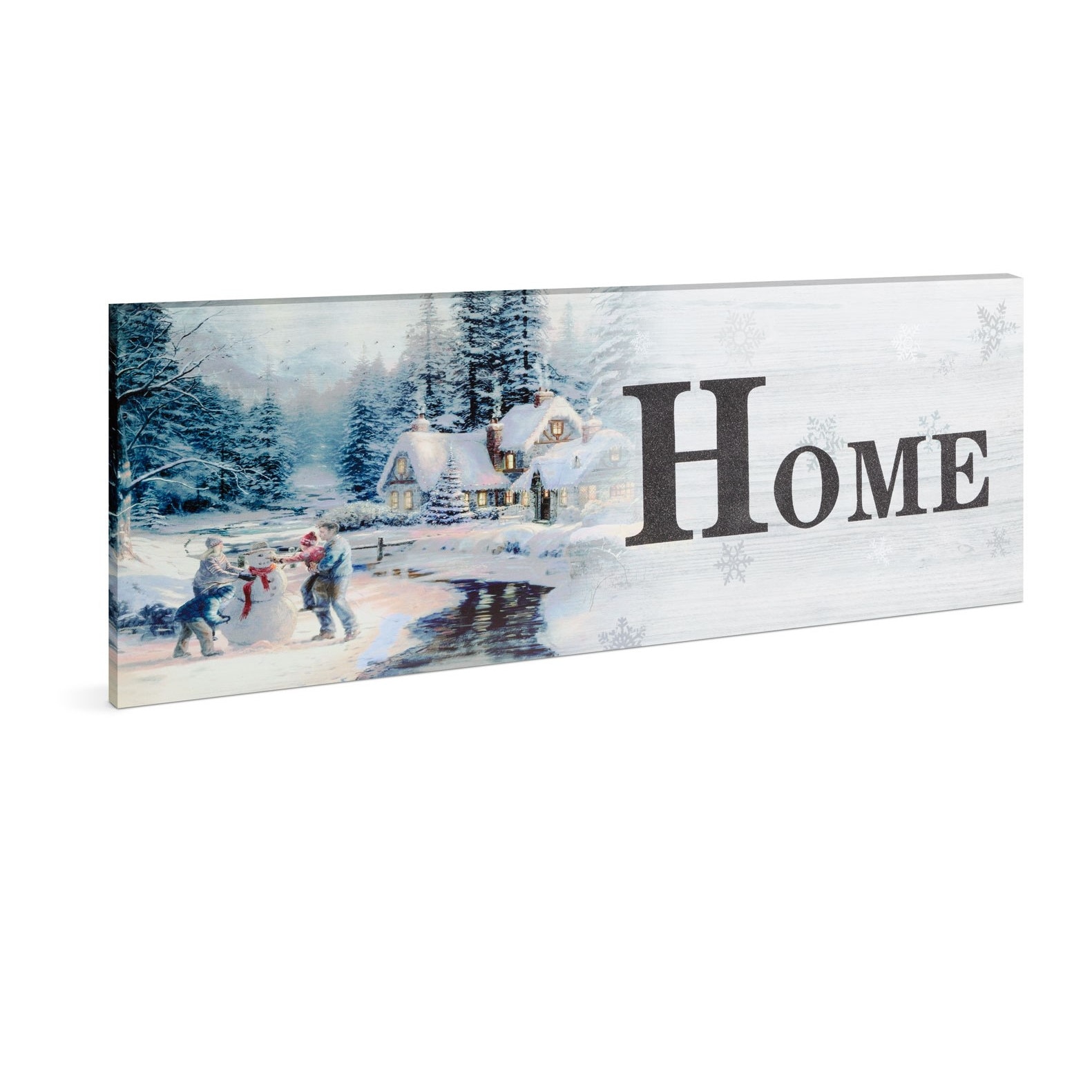 Tablou cu Iluminare LED, Peisaj de Iarna Copii HOME, Baterii 2xAA, 30x70cm