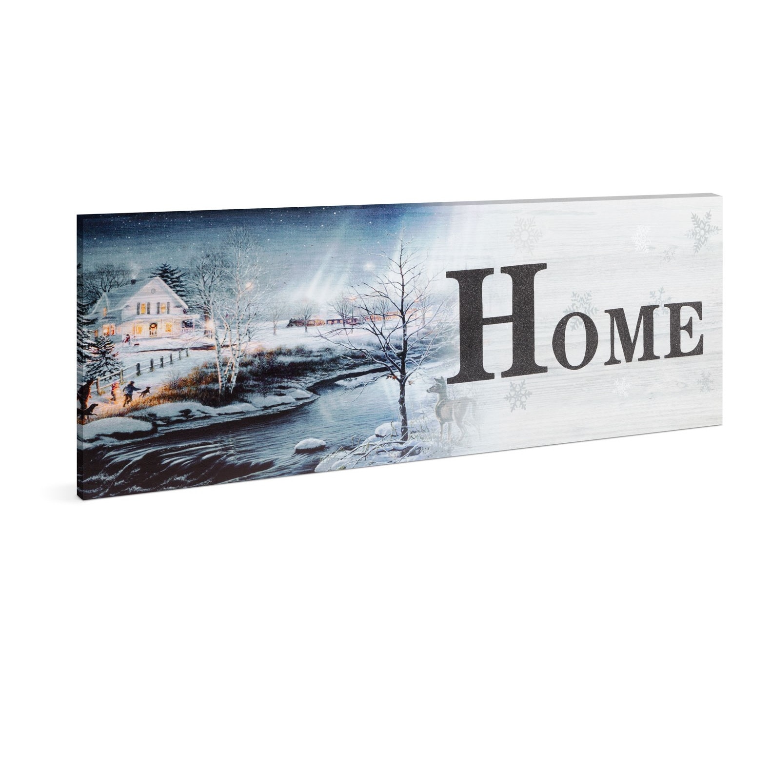 Tablou cu Iluminare LED, Peisaj de Iarna HOME, Baterii 2xAA, 30x70cm