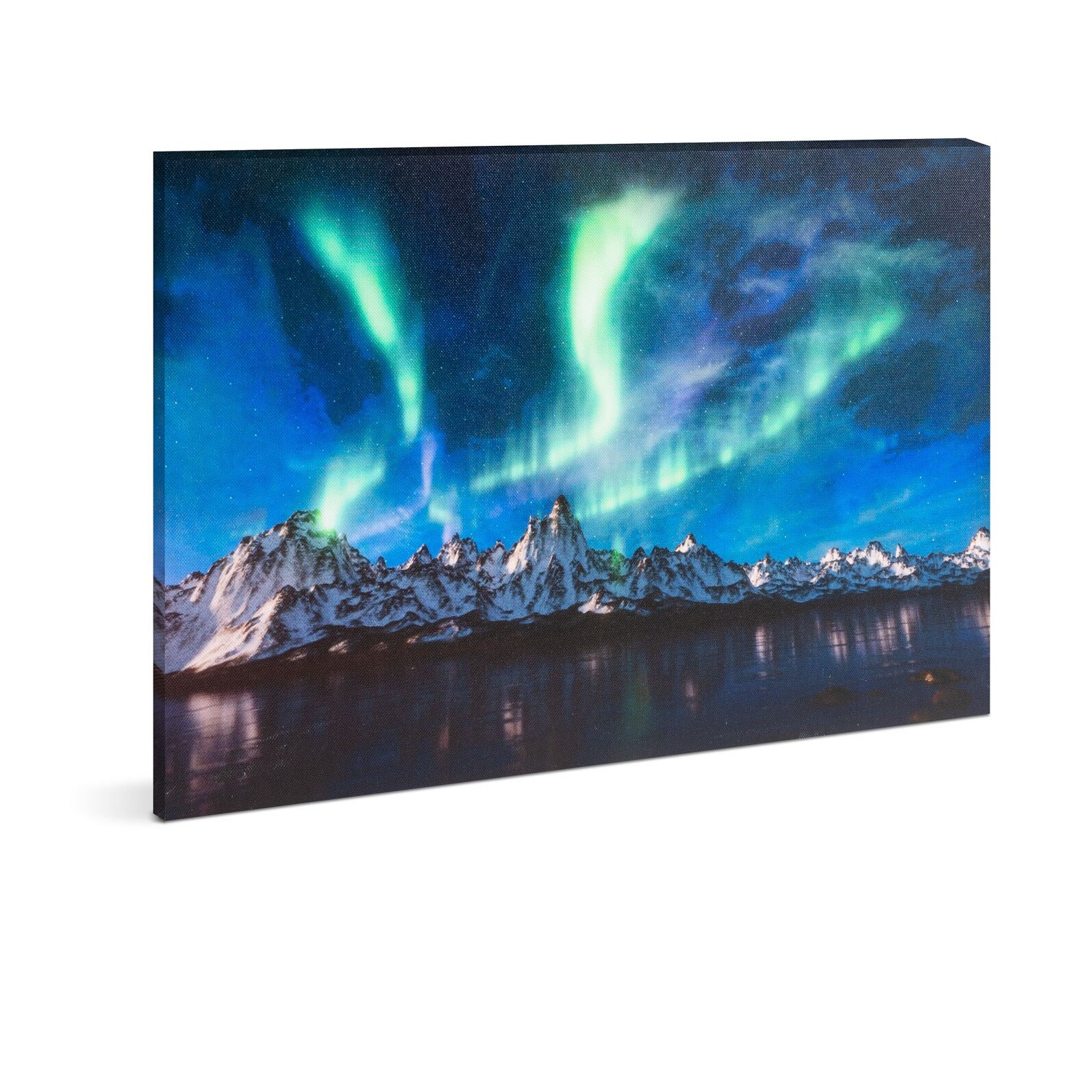 Tablou cu Iluminare LED, Aurora Boreala, Baterii 2xAA, 30x40cm