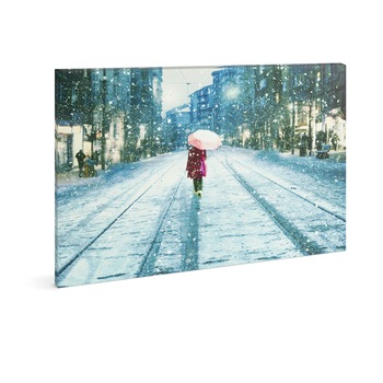 Tablou cu Iluminare LED, Peisaj de Iarna Strada Inzapezita, Baterii 2xAA, 30x40cm Tablou cu Iluminare LED, Peisaj de Iarna Strada Inzapezita, Baterii 2xAA, 30x40cm