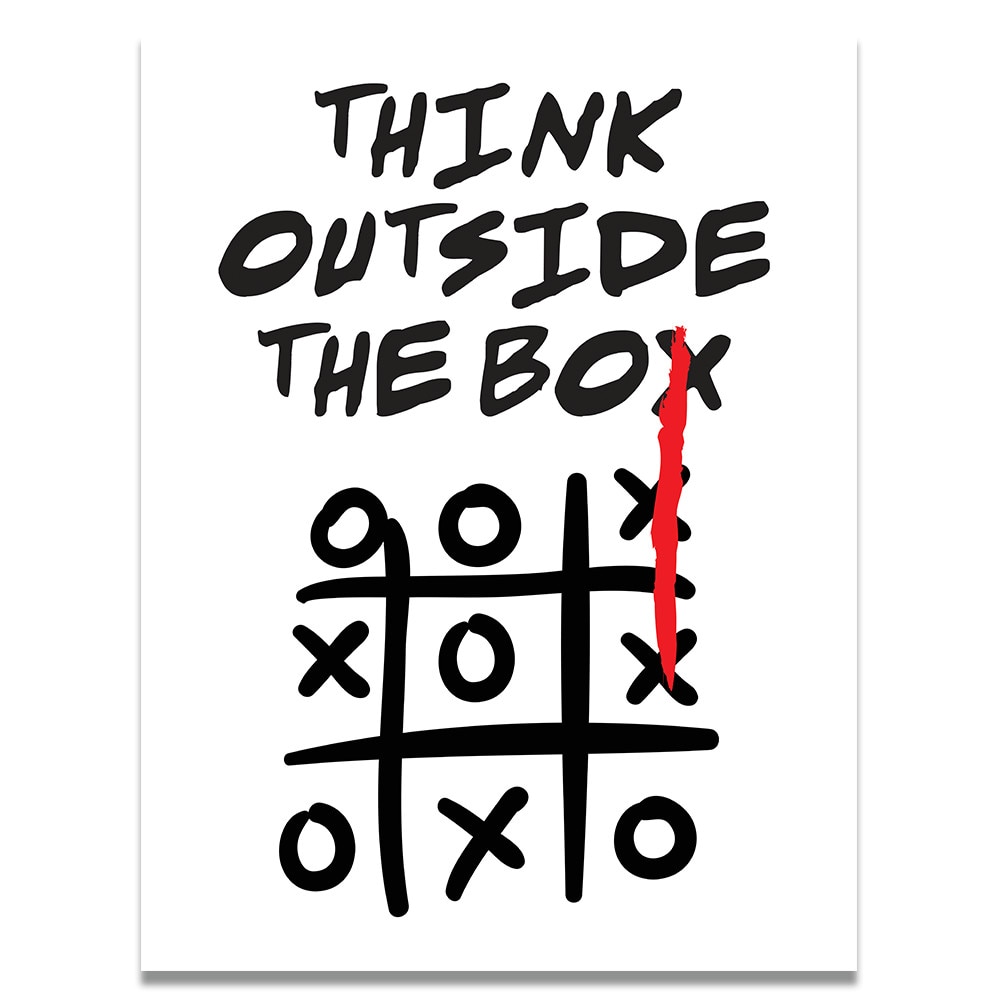 Tablou canvas Motivational Think outside the box (tic tac toe) 70x100cm ...