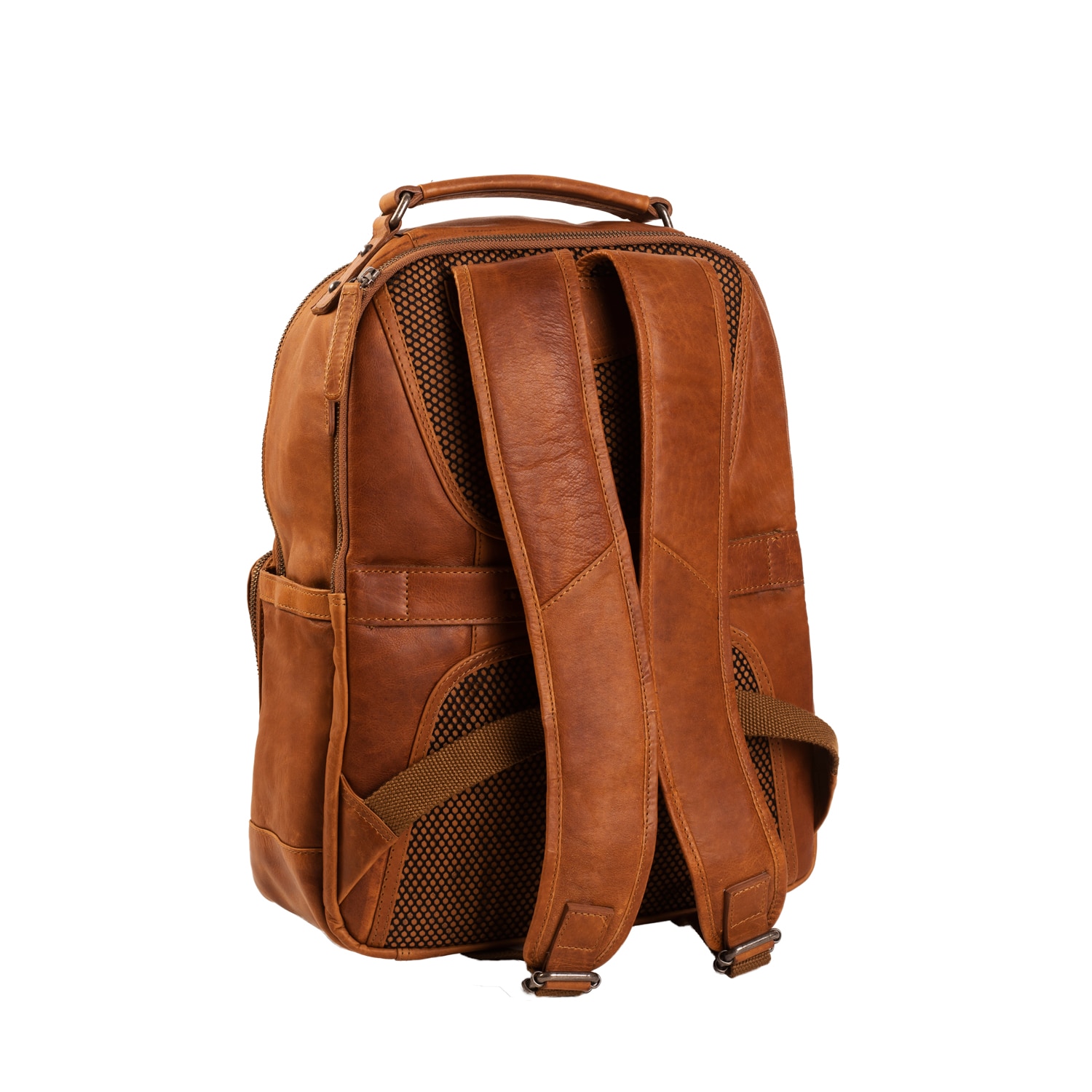 Rucsac pentru laptop de 14 inch si tableta, The Chesterfield Brand, din piele coniac model Austin