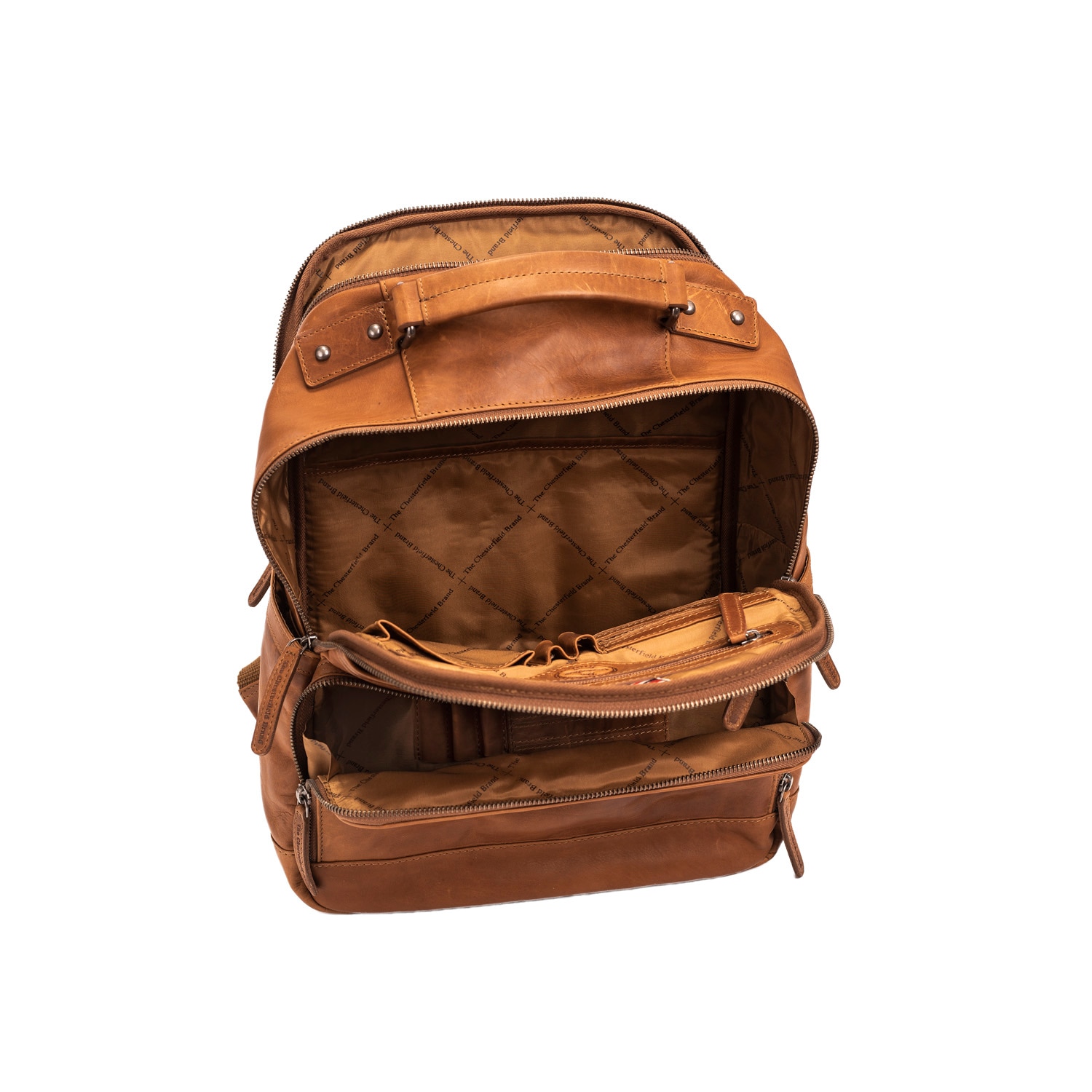 Rucsac pentru laptop de 14 inch si tableta, The Chesterfield Brand, din piele coniac model Austin