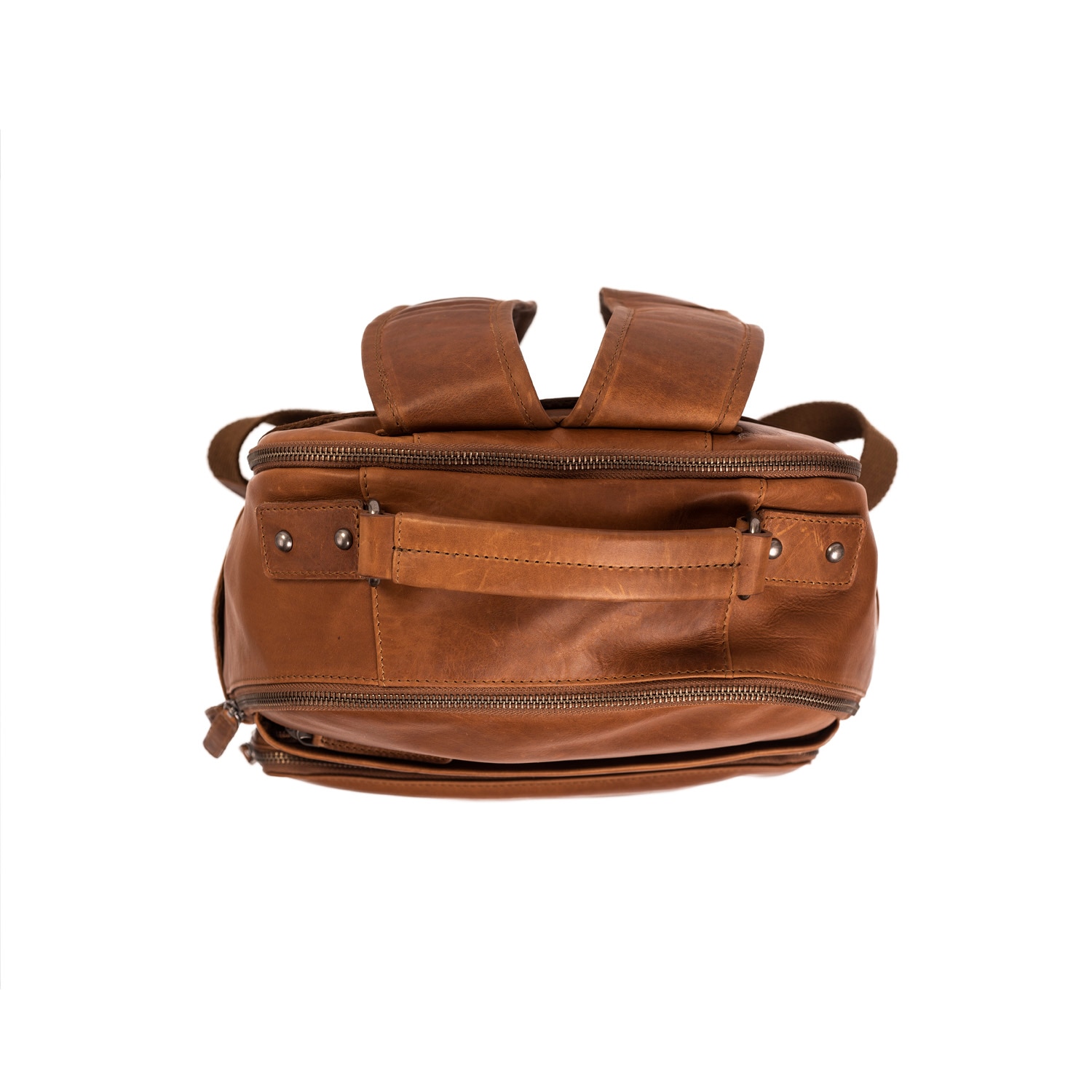 Rucsac pentru laptop de 14 inch si tableta, The Chesterfield Brand, din piele coniac model Austin