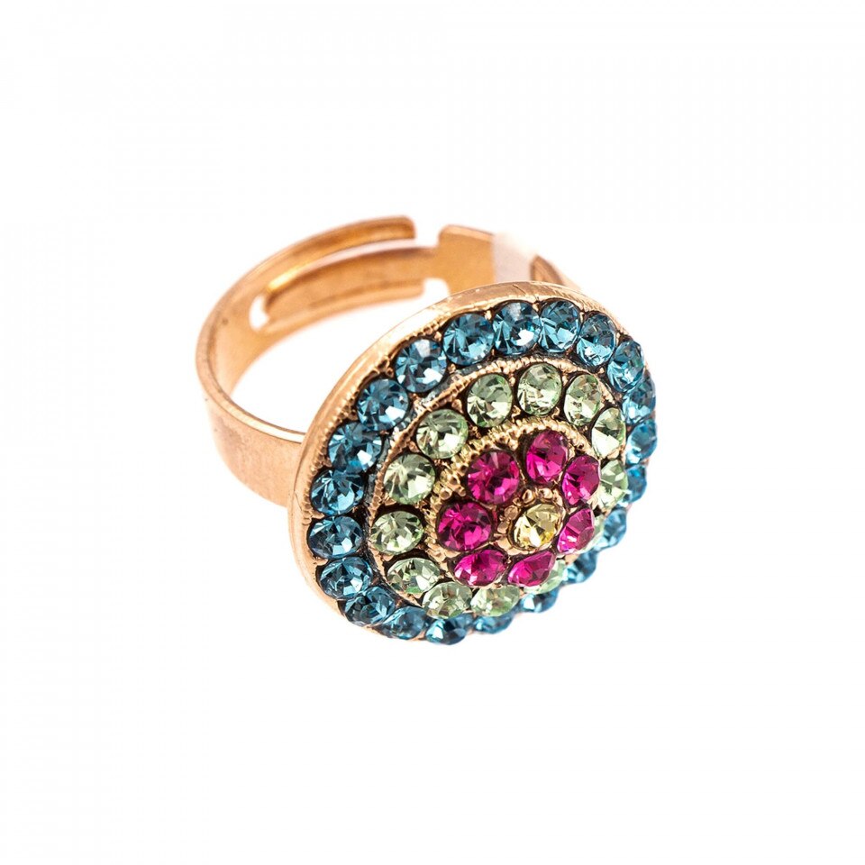Inel placat cu Aur roz de 24K, Cristale Swarovski, Spring Flowers by Roxannes - Mariana Jewellery, Multicolor 7408/1-2141RG