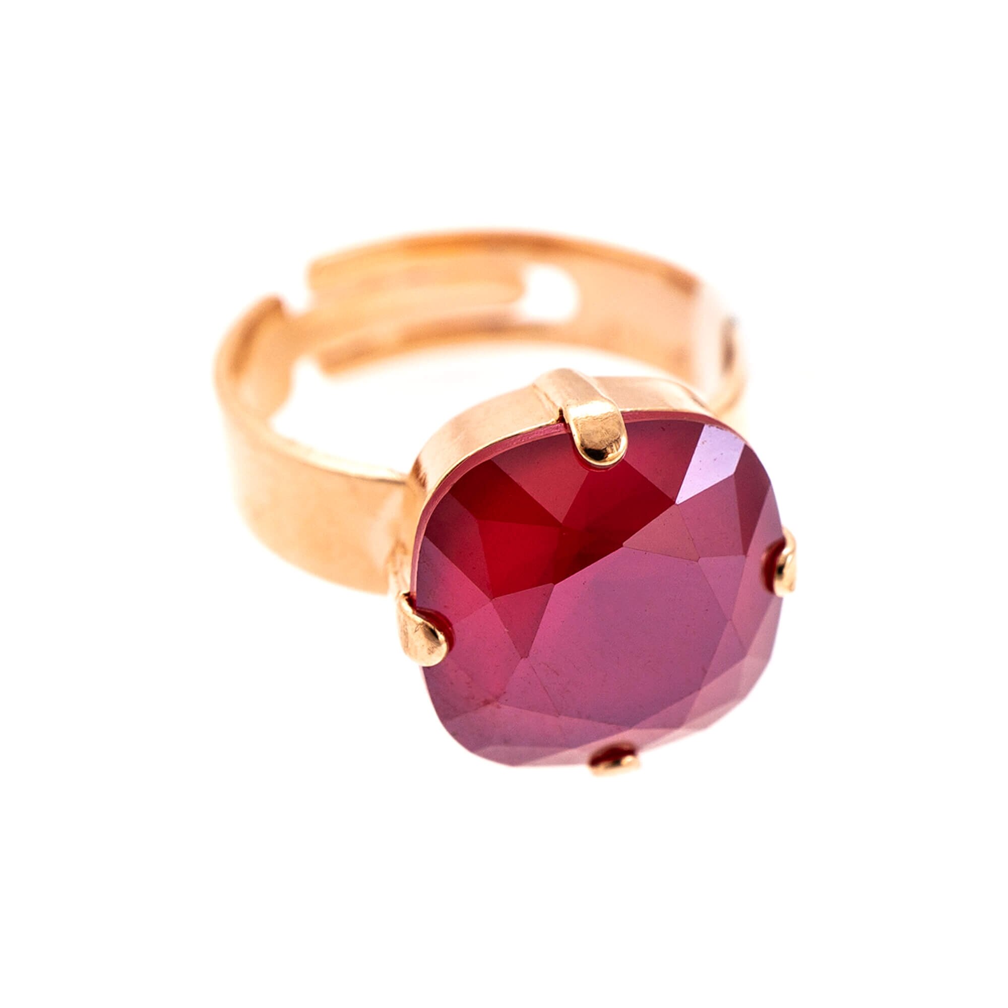 Inel placat cu Aur roz de 24K, Cristale, Lady In Red by Roxannes - Mariana Jewellery, Rosu 7326/4-250RG