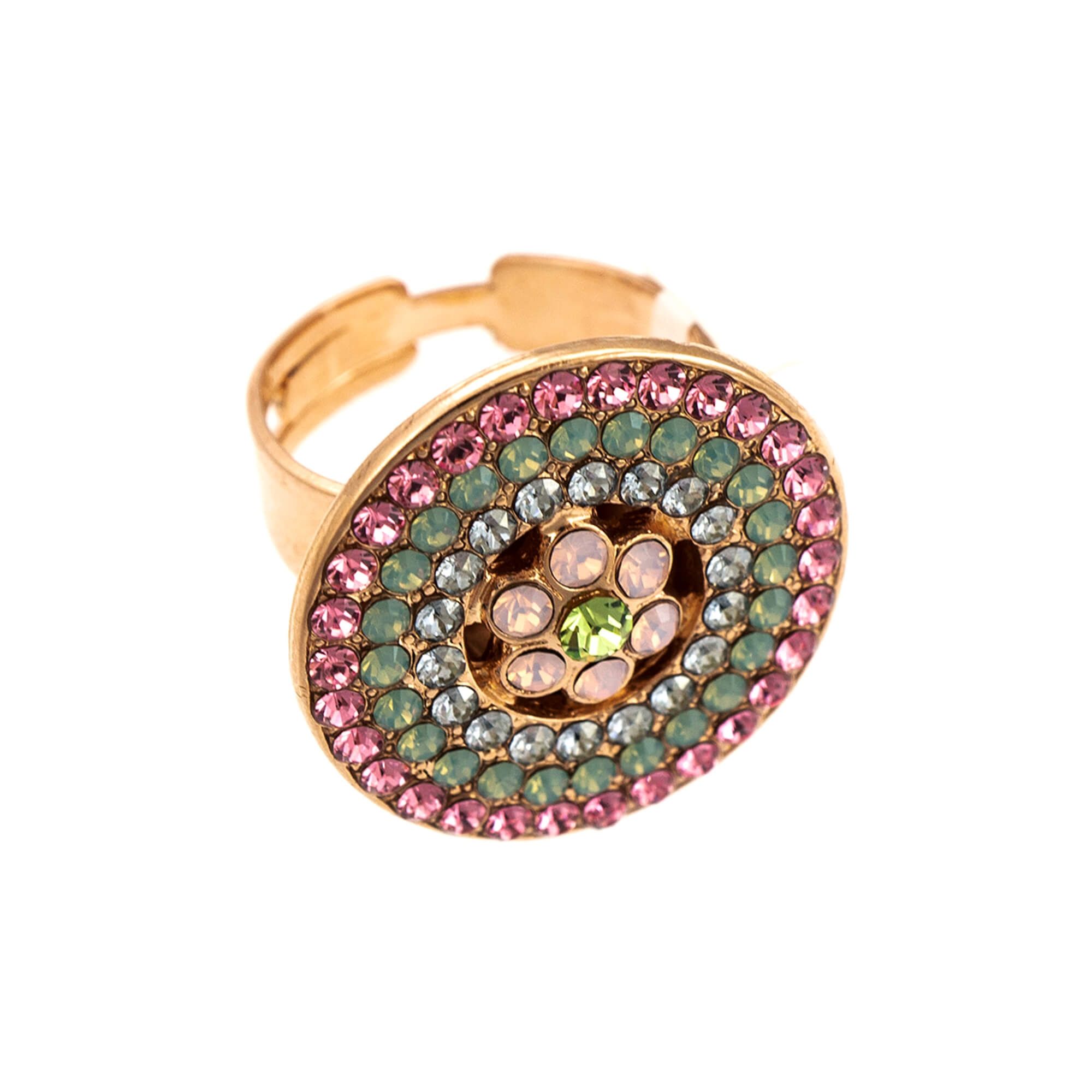 Inel placat cu Aur roz de 24K, Cristale, Eternity by Roxannes - Mariana Jewellery, Vernil/Roz 7078/1-1028RG