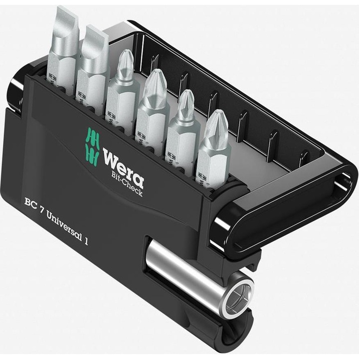 Комплект битове, Mini Checks 7 с удължител 893/4 2xPH 2xPZ 1,0х5,5мм 1,2х6,5мм, WERA