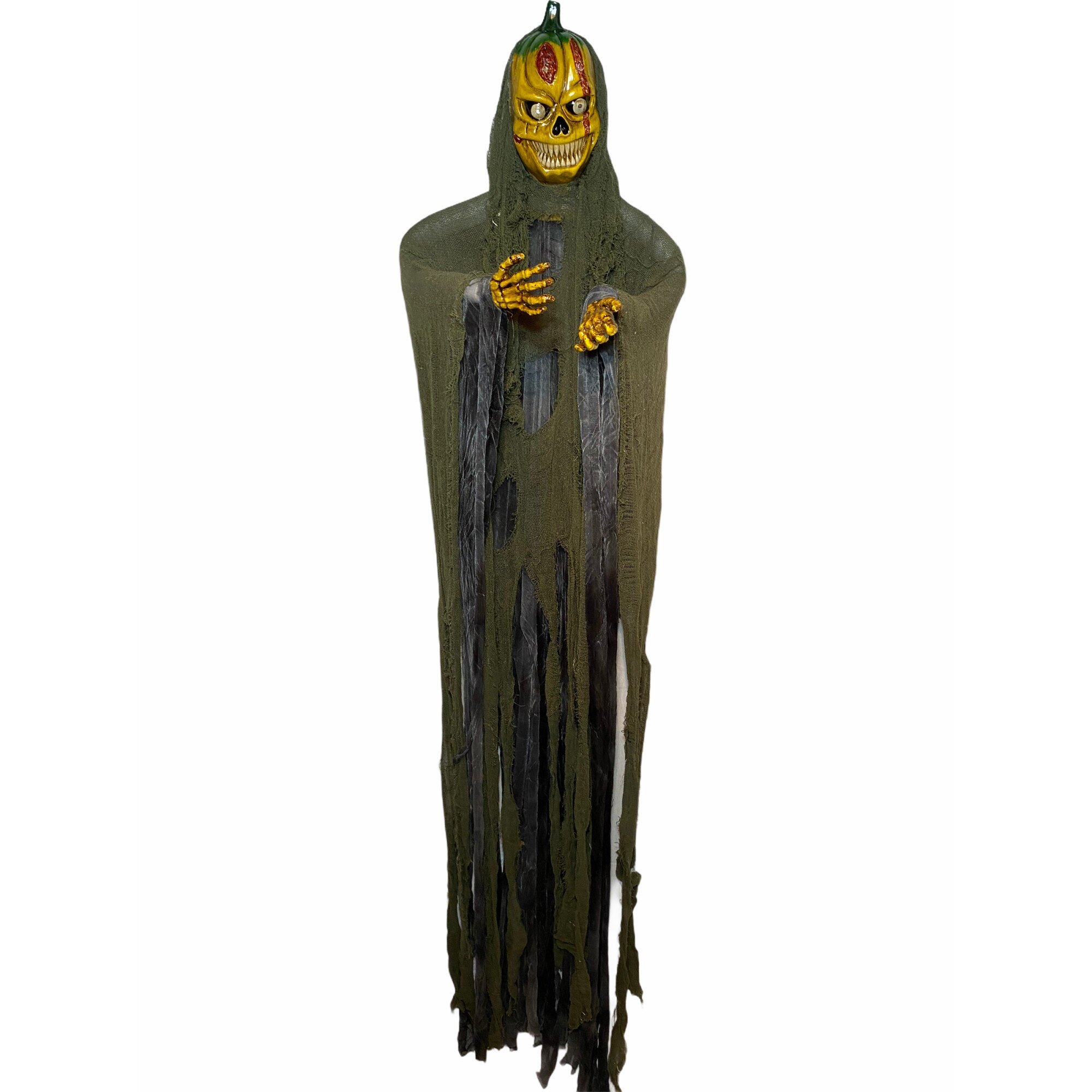 Dovleac Decorativ Halloween, Atelier, 200cm, Textil si mecanic, Negru/galben