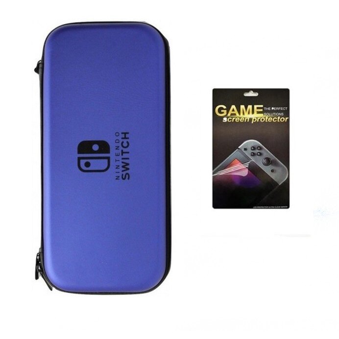 Set Husa Nintendo Switch Albastru + Folie Protector Trasparent