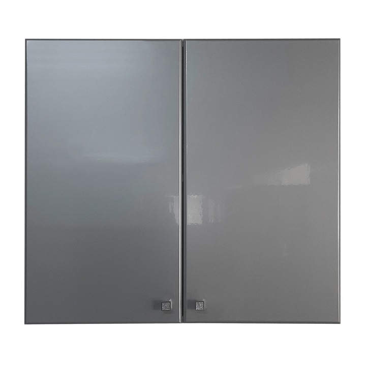 Corp superior 2 usi Catania, Alb / MDF Gri metalizat, 80 x 32 x 72 cm