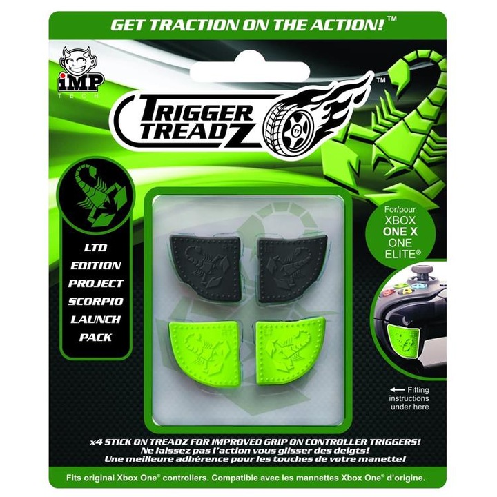 Аксесоар iMP Tech Trigger Treadz, Ltd Edition, Project Scorpio, За Xbox One, Зелен/Черен