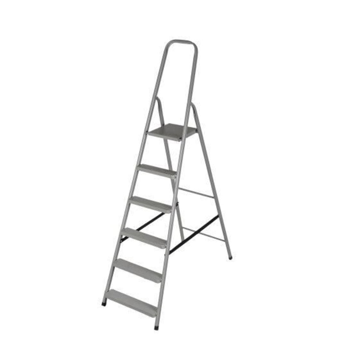 Стоманена стълба, 5 стъпала, платформа, max 125 кг, 1,97 м, Drabest