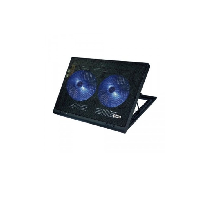 Cooler PAD за лаптоп/ноутбук с 2 вентилатора, KlaussTech, максимален размер 17 инча, захранване през USB, регулируем ъгъл на наклон, цвят черен