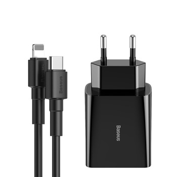 Incarcator Baseus USB Tip C 18 W 3 A + Cablu USB tip C 2,4 A 1 m Negru 5buc Incarcator Baseus USB Tip C 18 W 3 A + Cablu USB tip C 2,4 A 1 m Negru 5buc