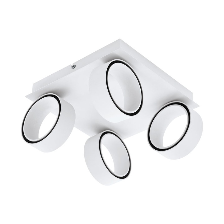 Plafoniera ALBARIZA, EGLO, LED, 4x5W, 2600 lm, 3000K, aluminiu, otel, alb, crom, 25 x 25 x 14.5 cm