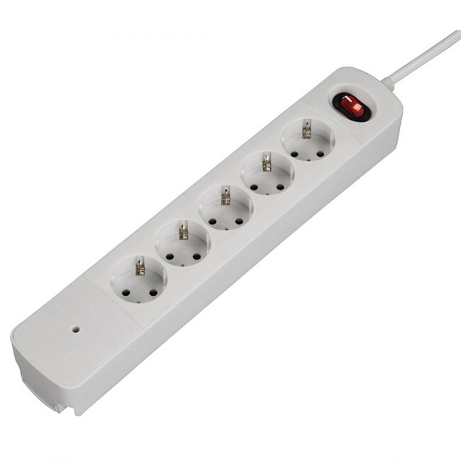 Prelungitor Hama 137355, 5 prize, Protectie Copii, Switch On/Off, 1.4m Lungime, Alb