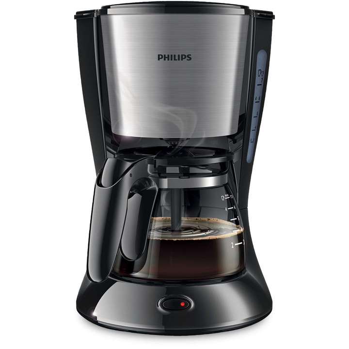 Cafetiera profesionala Philips cu Putere 700 W, Functie Aroma Twister, Cana din sticla inclusa, Oprire Automata, Tehnologie Anti-Picurare, 0.6 L, Negru