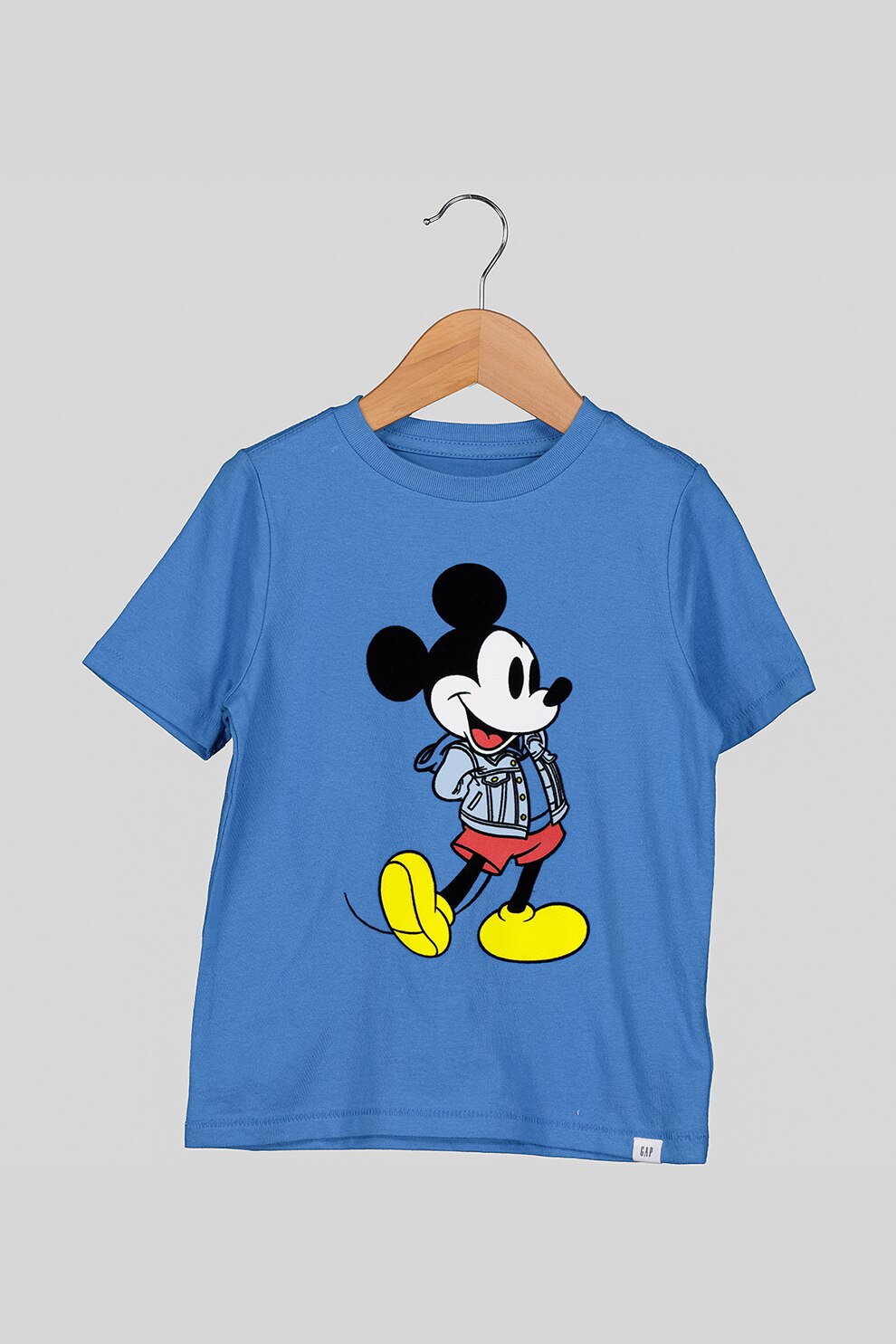 GAP, Tricou cu imprimeu Mickey Mouse, Albastru/Negru