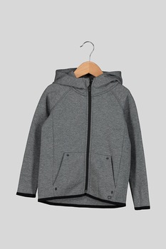 GAP, Hanorac din amestec de bumbac cu fermoar, Gri inchis melange GAP, Hanorac din amestec de bumbac cu fermoar, Gri inchis melange