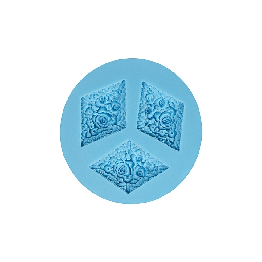 Forma de modelaj din silicon DIY - 3 romburi florale, 7.7 cm