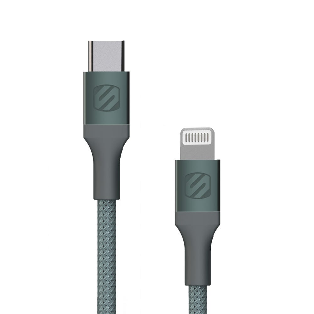 Cablu de date si sincronizare Lightning - USB-C MFI, impletit Scosche - 1.2m, Midnight Green