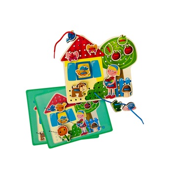 Joc educativ, de insiruit, Casuta Fermecata, din lemn, 2 planse, 26 piese, Unitoys Joc educativ, de insiruit, Casuta Fermecata, din lemn, 2 planse, 26 piese, Unitoys
