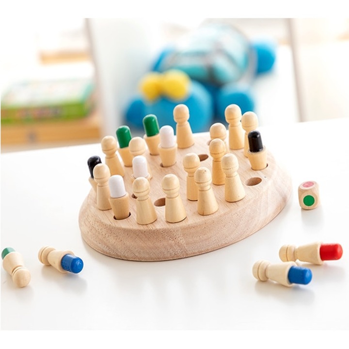 Дървена образователна игра тип шах, Учене и запомняне на цветове, 26 части