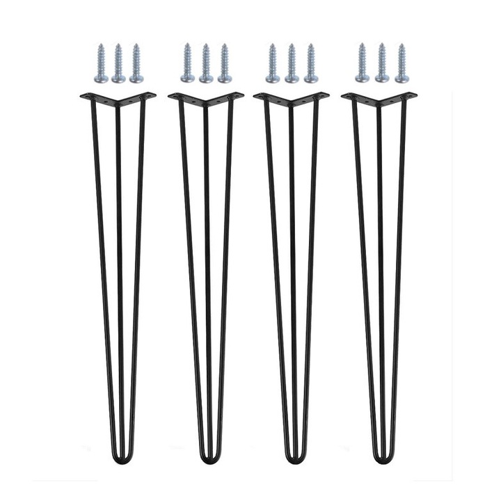 Set 4 bucati picioare masa Hairpin, Negru, 71 cm