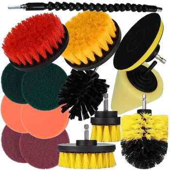 Set 15 perii si accesorii prntru curatare, cu adaptor pentru bormasina/autofiletanta, Quasar & Co Set 15 perii si accesorii prntru curatare, cu adaptor pentru bormasina/autofiletanta, Quasar & Co